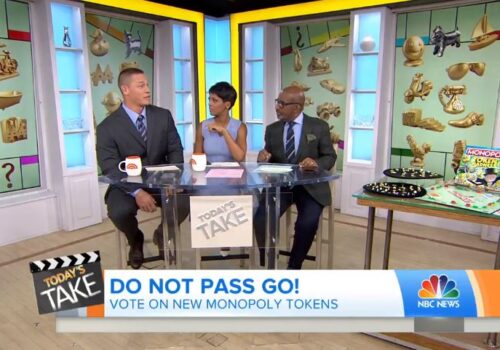 photo of anchors on the nbc news today show discussing the vote on new monopoly tokens